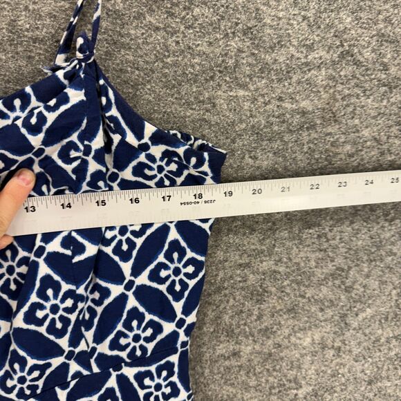 Old Navy Mini Dress Women XL Blue Floral Short Zipper V-Neck Sleeveless Casual - Picture 6 of 8